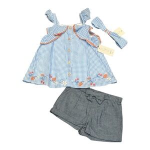 Joie shorts chambray and gingham 3 pc outfit